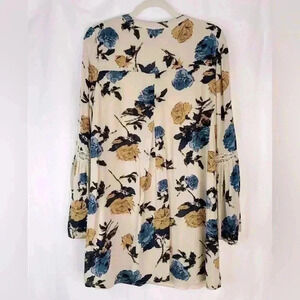 Altar'd State Floral Print Ruffle Long Sleeves Peekaboo Dress Full Lined Size M